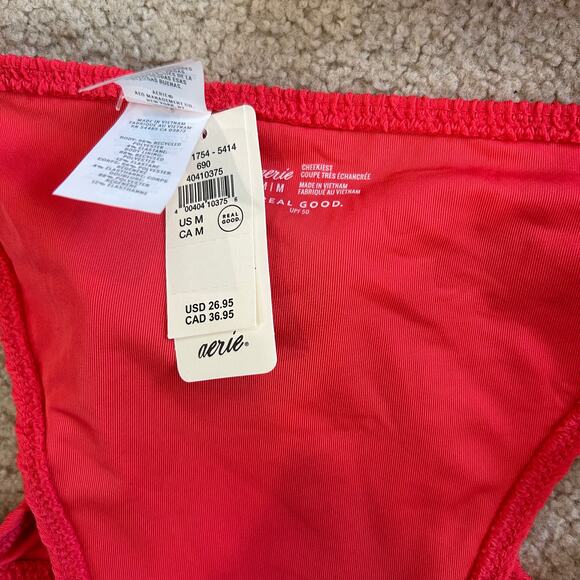 NWT Aerie Crinkle String Triangle Bikini Top & Cheekiest Tie Bikini Bottom SET M - Picture 6 of 8